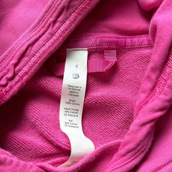 Lululemon All Yours Cropped Hoodie Sonic Pink Cotton Terry Sweatshirt Sz 6 - Picture 8 of 13
